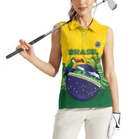 Personalized Brazil Women Sleeveless Polo Shirt Toco Toucan Tropical Vibes - Wonder Print Shop