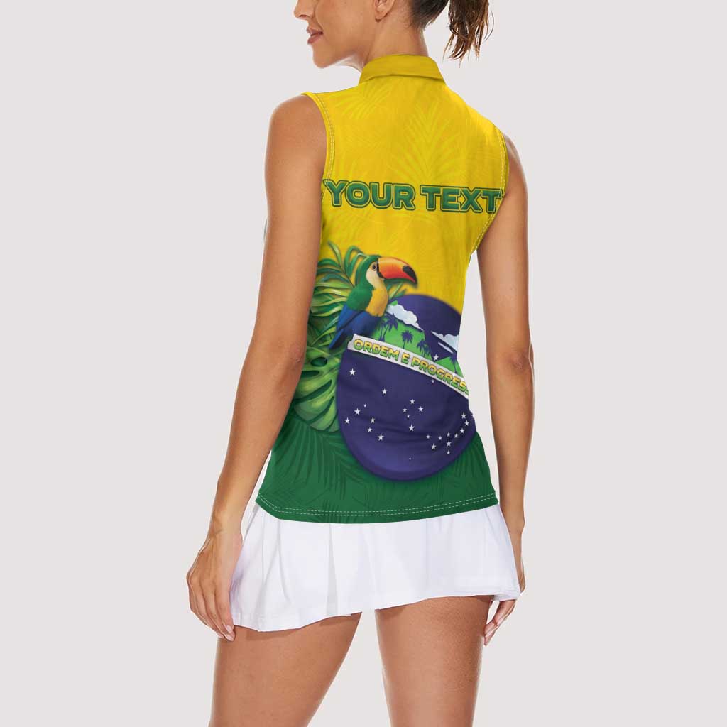 Personalized Brazil Women Sleeveless Polo Shirt Toco Toucan Tropical Vibes - Wonder Print Shop