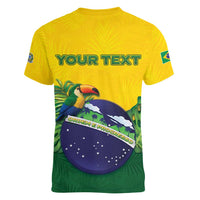 Personalized Brazil Women V-Neck T-Shirt Toco Toucan Tropical Vibes - Wonder Print Shop