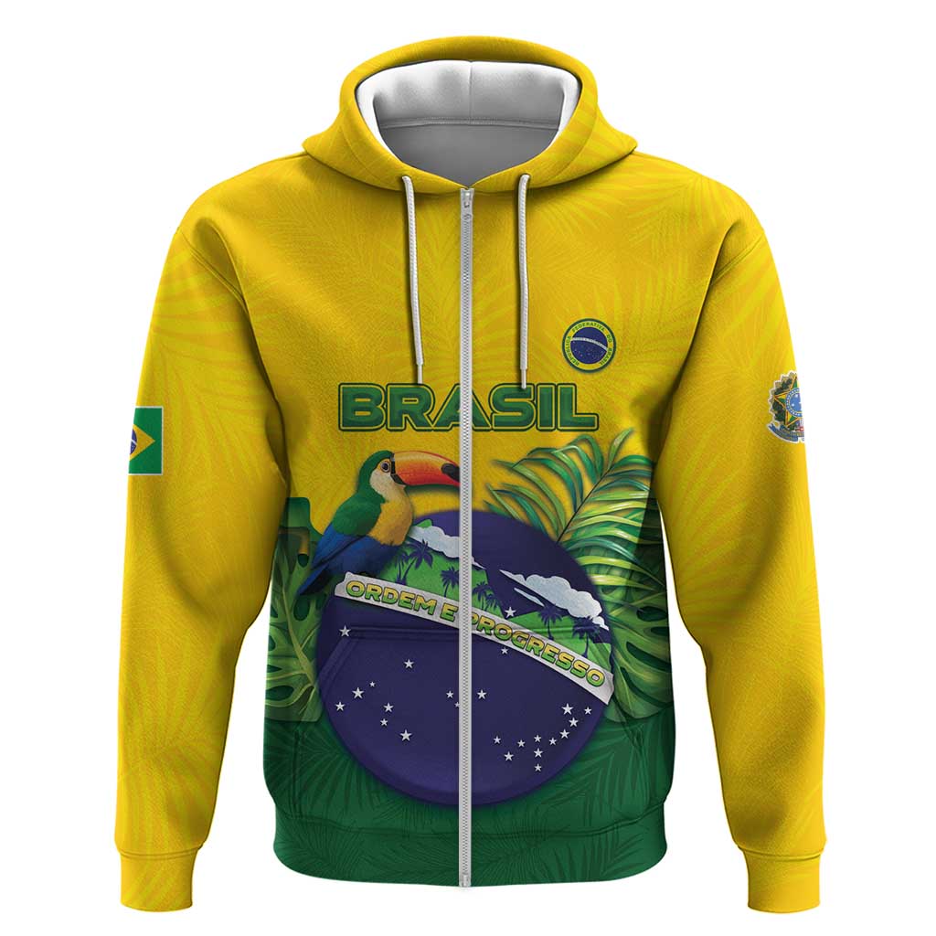 Personalized Brazil Zip Hoodie Toco Toucan Tropical Vibes - Wonder Print Shop