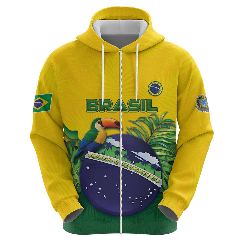Personalized Brazil Zip Hoodie Toco Toucan Tropical Vibes - Wonder Print Shop