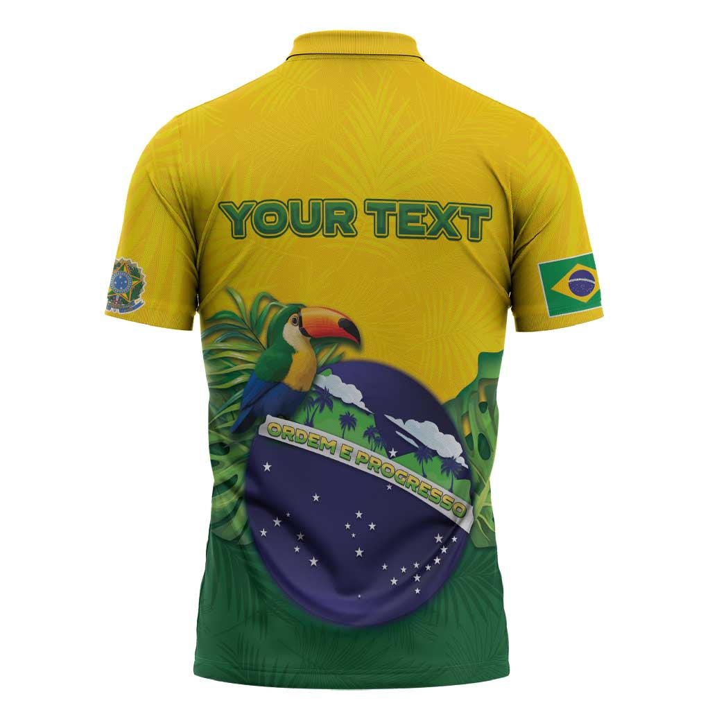 Personalized Brazil Zipper Polo Shirt Toco Toucan Tropical Vibes - Wonder Print Shop