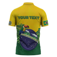 Personalized Brazil Zipper Polo Shirt Toco Toucan Tropical Vibes - Wonder Print Shop