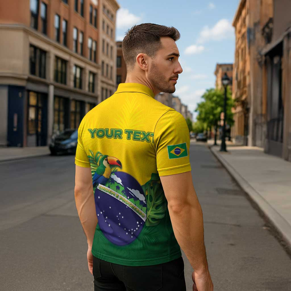 Personalized Brazil Zipper Polo Shirt Toco Toucan Tropical Vibes - Wonder Print Shop