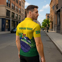 Personalized Brazil Zipper Polo Shirt Toco Toucan Tropical Vibes - Wonder Print Shop