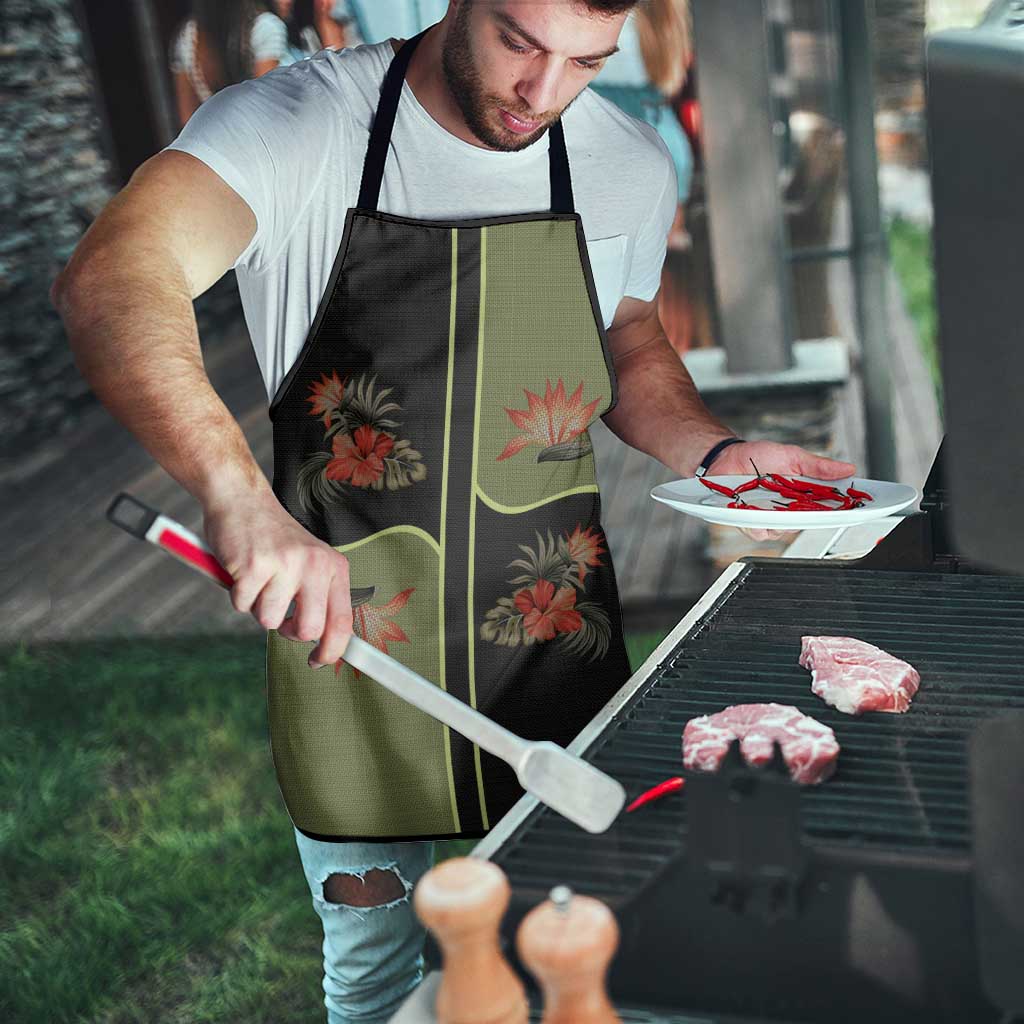 Western Yoke Apron Tropical Hibiscus Cowboy Style - Wonder Print Shop