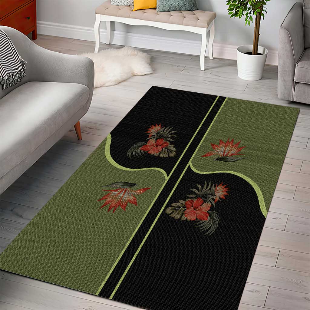 Western Yoke Area Rug Tropical Hibiscus Cowboy Style - Wonder Print Shop