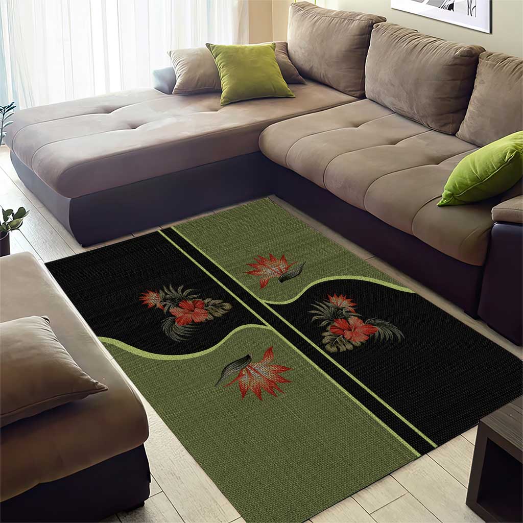 Western Yoke Area Rug Tropical Hibiscus Cowboy Style - Wonder Print Shop