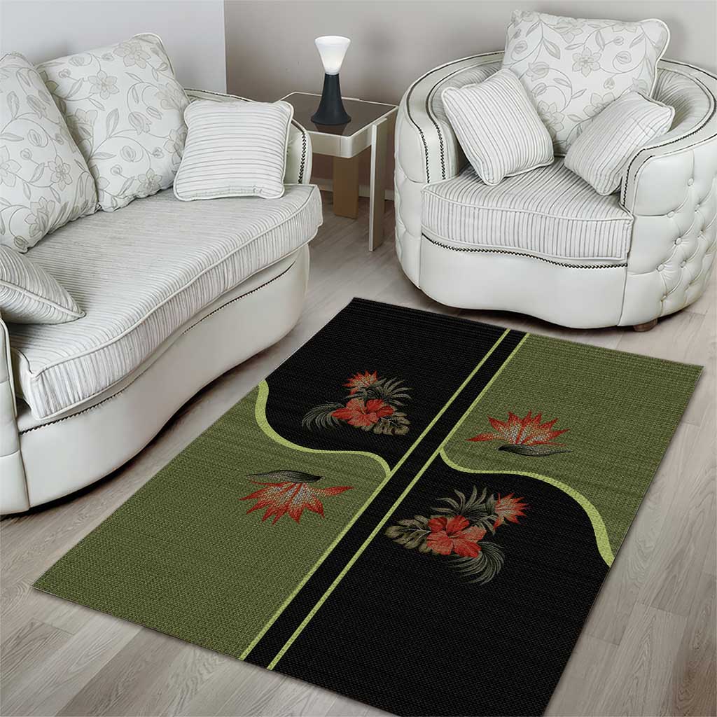 Western Yoke Area Rug Tropical Hibiscus Cowboy Style - Wonder Print Shop