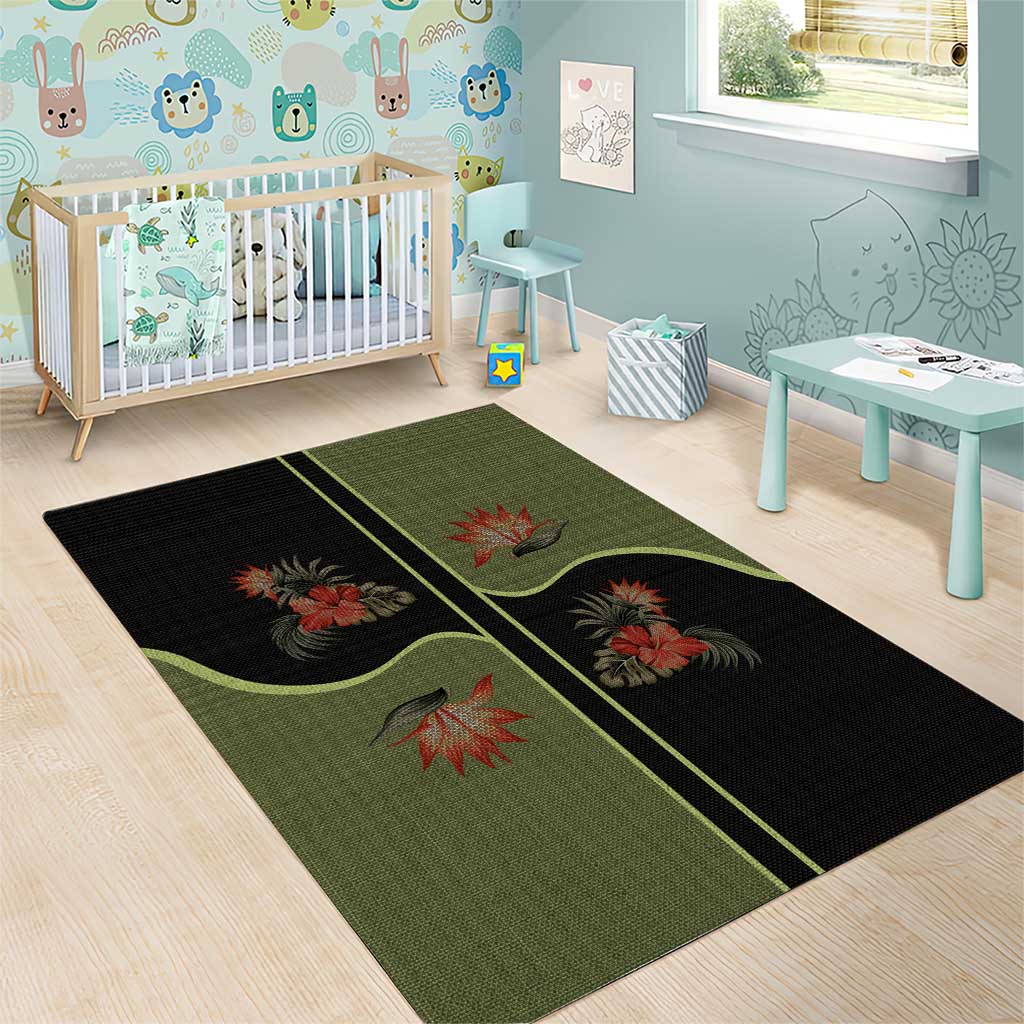 Western Yoke Area Rug Tropical Hibiscus Cowboy Style - Wonder Print Shop