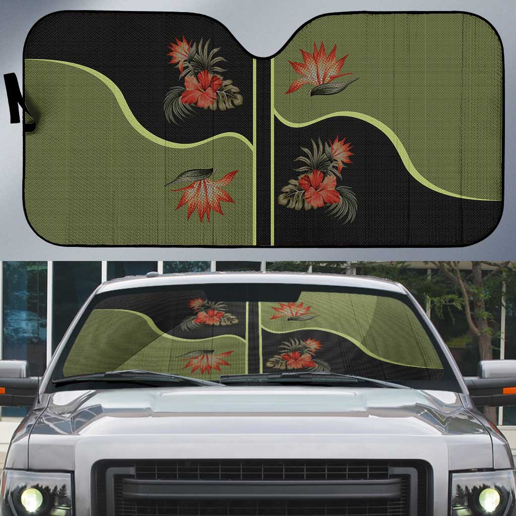 Western Yoke Auto Sun Shade Tropical Hibiscus Cowboy Style - Wonder Print Shop