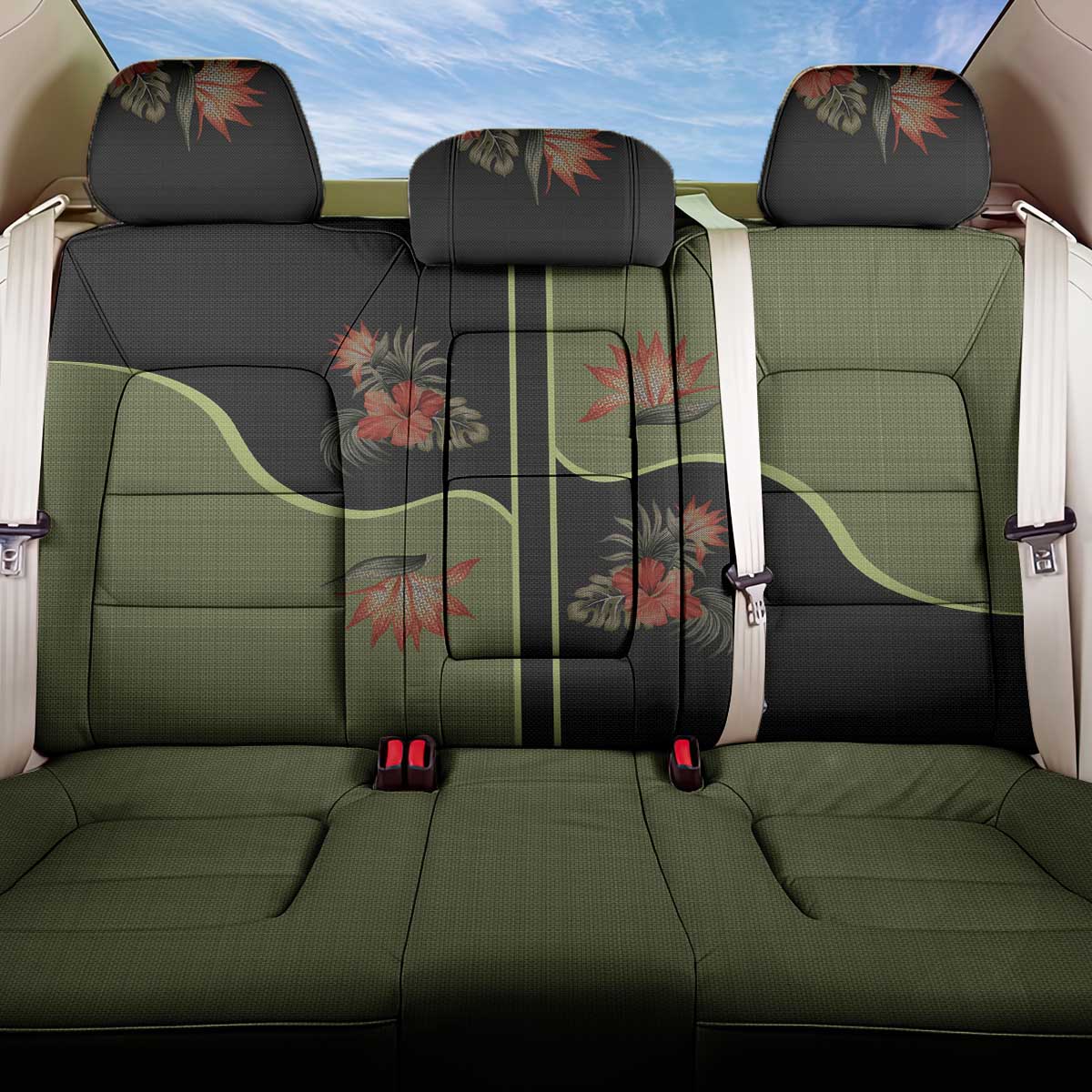 Western Yoke Back Car Seat Cover Tropical Hibiscus Cowboy Style - Wonder Print Shop