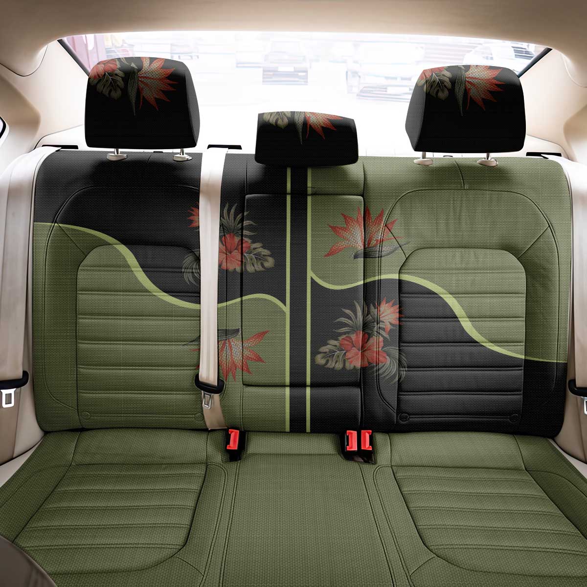 Western Yoke Back Car Seat Cover Tropical Hibiscus Cowboy Style - Wonder Print Shop