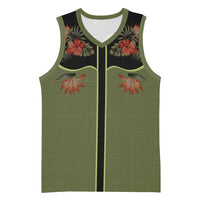 Western Yoke Basketball Jersey Tropical Hibiscus Cowboy Style - Wonder Print Shop