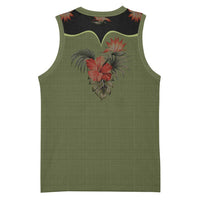 Western Yoke Basketball Jersey Tropical Hibiscus Cowboy Style - Wonder Print Shop