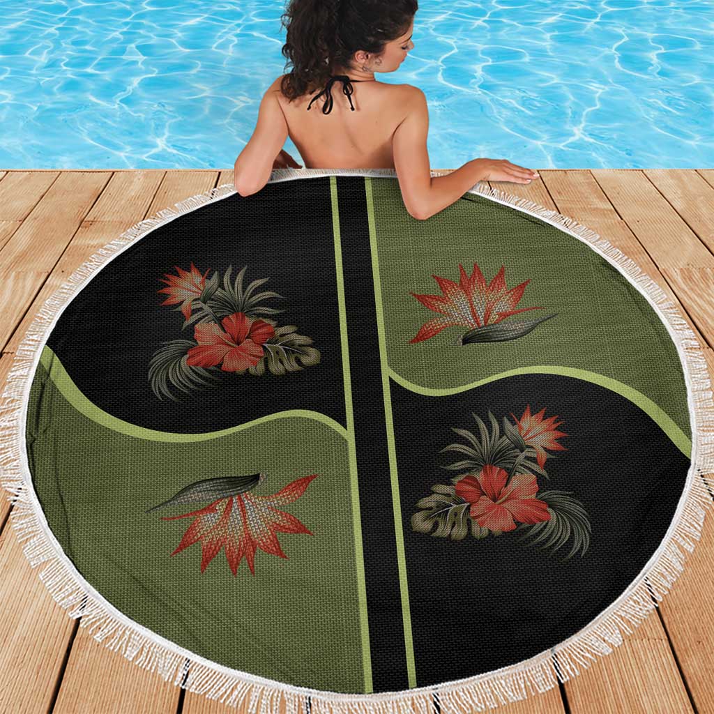 Western Yoke Beach Blanket Tropical Hibiscus Cowboy Style - Wonder Print Shop