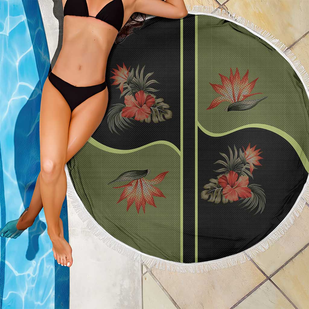 Western Yoke Beach Blanket Tropical Hibiscus Cowboy Style - Wonder Print Shop