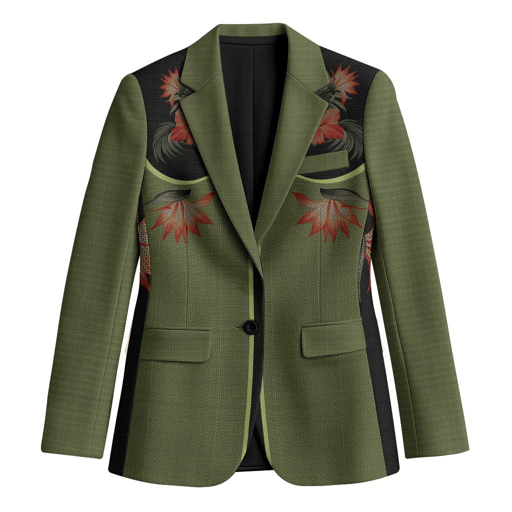 Western Yoke Blazer Tropical Hibiscus Cowboy Style - Wonder Print Shop