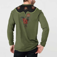 Western Yoke Button Sweatshirt Tropical Hibiscus Cowboy Style - Wonder Print Shop