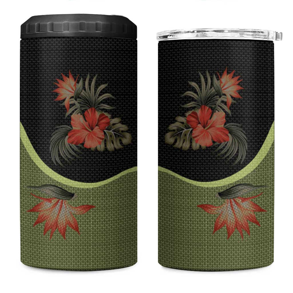 Western Yoke 4 in 1 Can Cooler Tumbler Tropical Hibiscus Cowboy Style - Wonder Print Shop