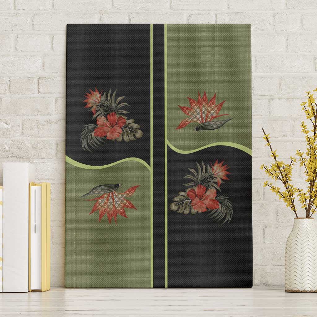 Western Yoke Canvas Wall Art Tropical Hibiscus Cowboy Style - Wonder Print Shop
