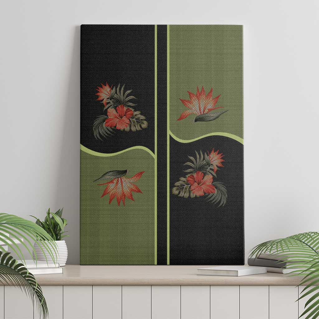 Western Yoke Canvas Wall Art Tropical Hibiscus Cowboy Style - Wonder Print Shop