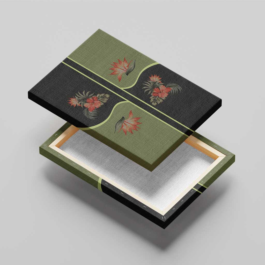 Western Yoke Canvas Wall Art Tropical Hibiscus Cowboy Style - Wonder Print Shop