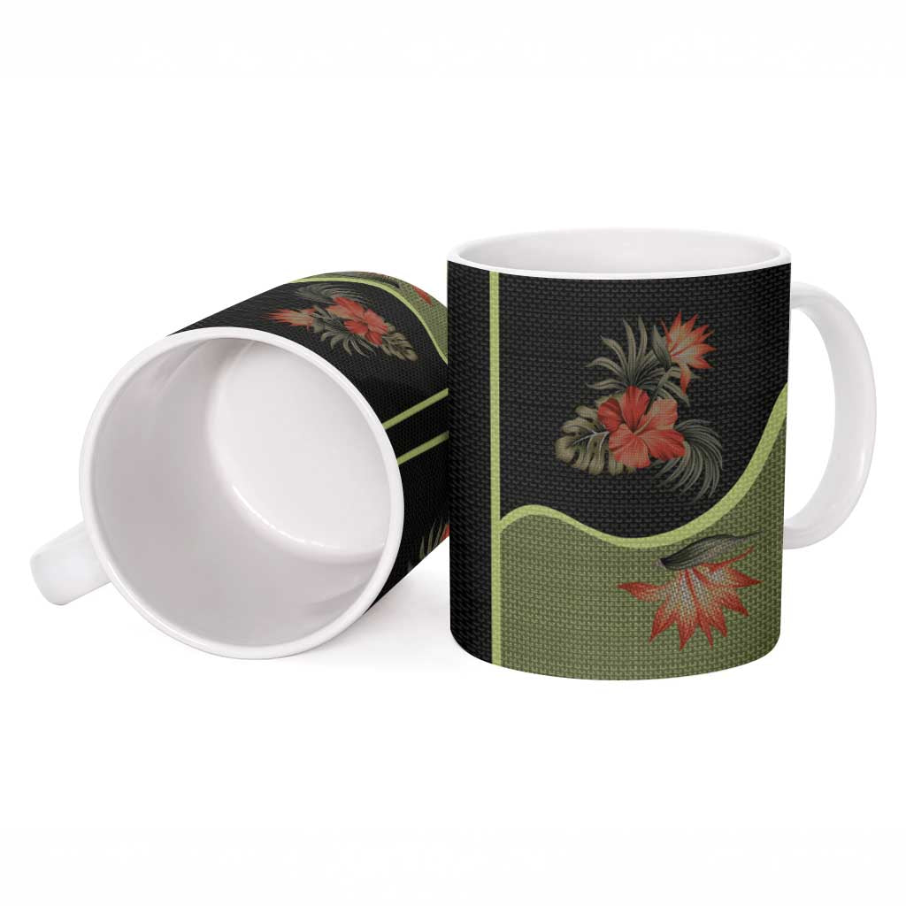 Western Yoke Ceramic Mug Tropical Hibiscus Cowboy Style - Wonder Print Shop