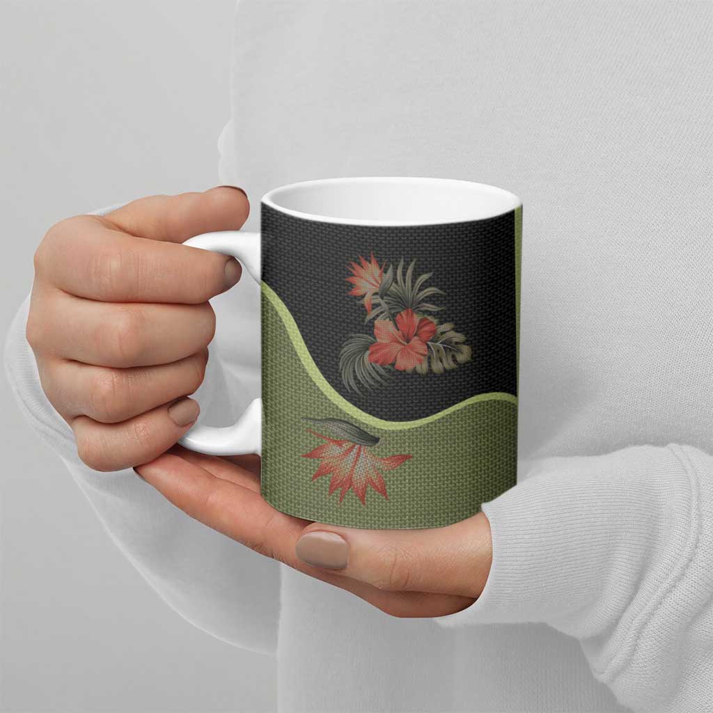 Western Yoke Ceramic Mug Tropical Hibiscus Cowboy Style - Wonder Print Shop