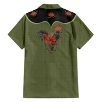 Western Yoke Hawaiian Shirt Tropical Hibiscus Cowboy Style - Wonder Print Shop