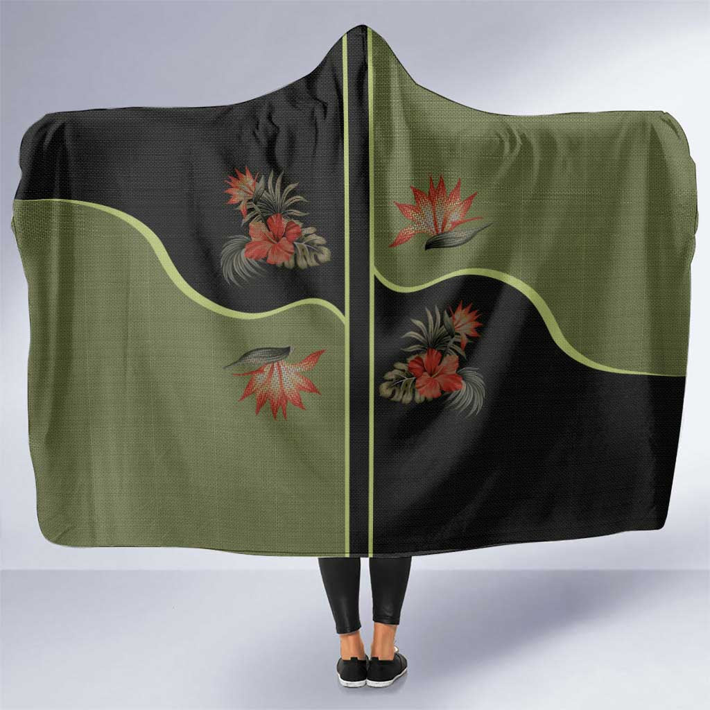 Western Yoke Hooded Blanket Tropical Hibiscus Cowboy Style - Wonder Print Shop