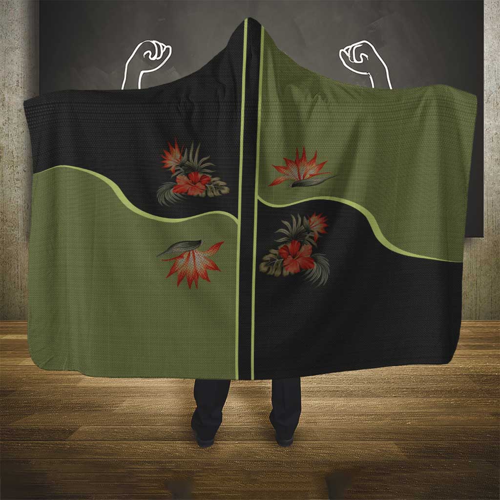 Western Yoke Hooded Blanket Tropical Hibiscus Cowboy Style - Wonder Print Shop