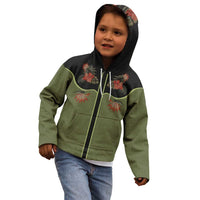 Western Yoke Kid Hoodie Tropical Hibiscus Cowboy Style - Wonder Print Shop