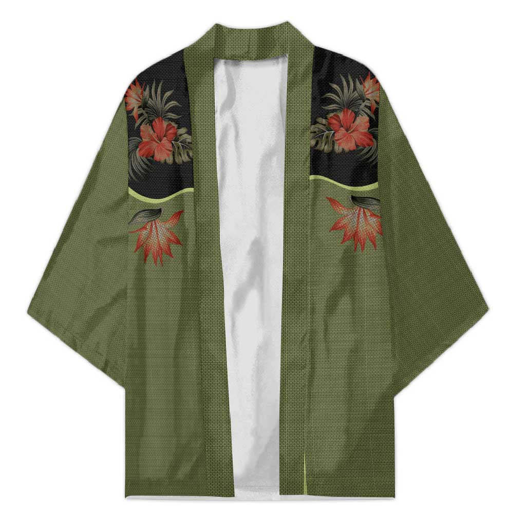 Western Yoke Kimono Tropical Hibiscus Cowboy Style - Wonder Print Shop