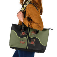 Western Yoke Leather Tote Bag Tropical Hibiscus Cowboy Style - Wonder Print Shop