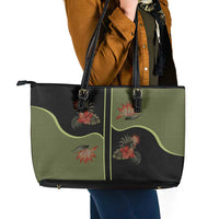 Western Yoke Leather Tote Bag Tropical Hibiscus Cowboy Style - Wonder Print Shop