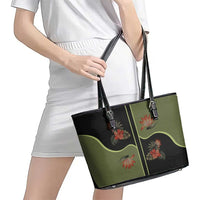 Western Yoke Leather Tote Bag Tropical Hibiscus Cowboy Style - Wonder Print Shop