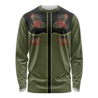 Western Yoke Long Sleeve Shirt Tropical Hibiscus Cowboy Style - Wonder Print Shop