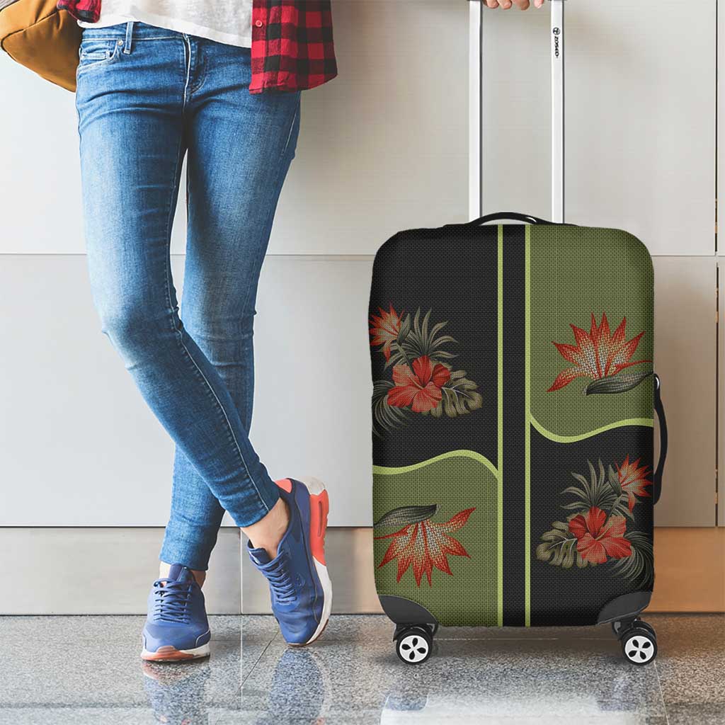 Western Yoke Luggage Cover Tropical Hibiscus Cowboy Style - Wonder Print Shop