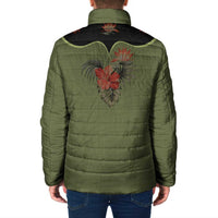 Western Yoke Padded Jacket Tropical Hibiscus Cowboy Style - Wonder Print Shop