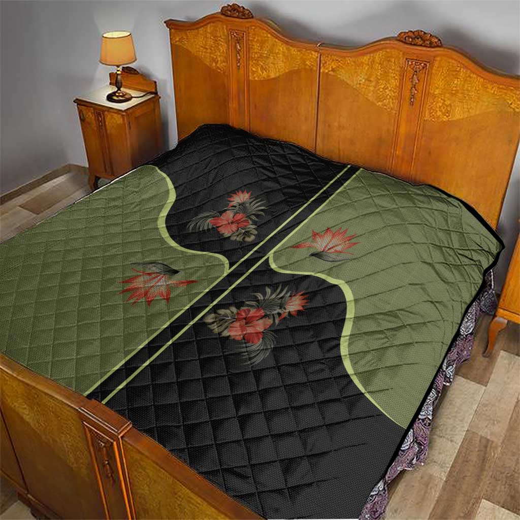 Western Yoke Quilt Tropical Hibiscus Cowboy Style - Wonder Print Shop