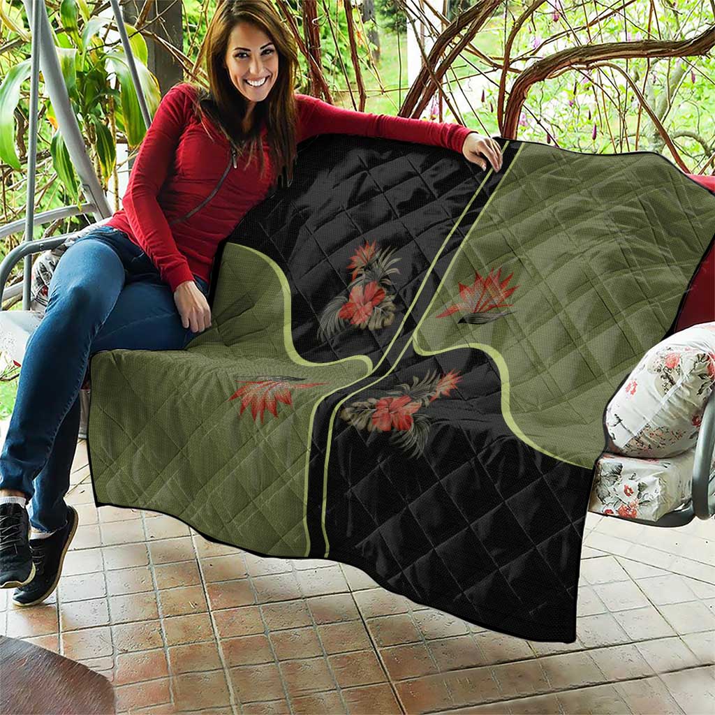 Western Yoke Quilt Tropical Hibiscus Cowboy Style - Wonder Print Shop