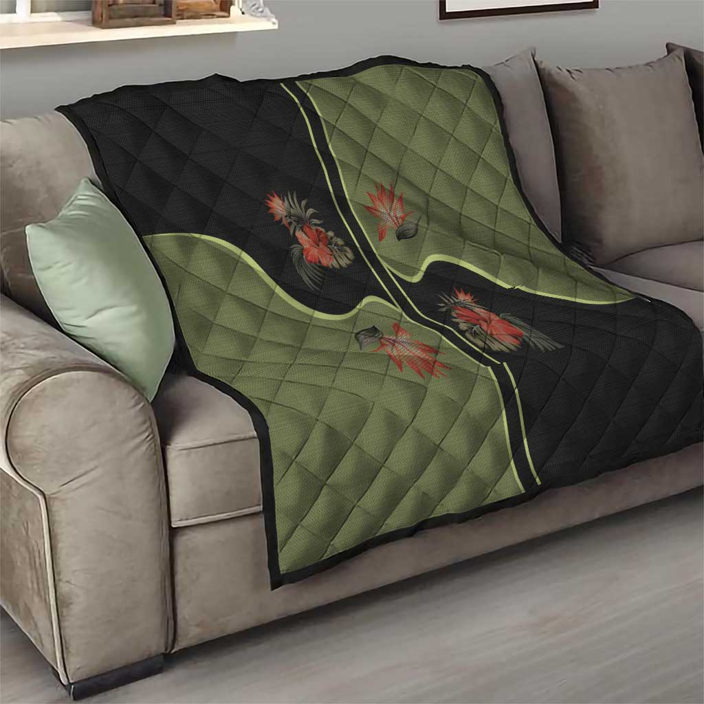 Western Yoke Quilt Tropical Hibiscus Cowboy Style - Wonder Print Shop