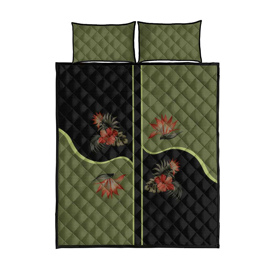 Western Yoke Quilt Bed Set Tropical Hibiscus Cowboy Style - Wonder Print Shop