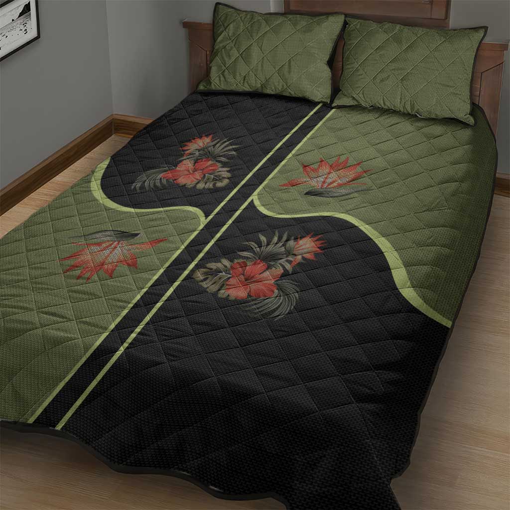 Western Yoke Quilt Bed Set Tropical Hibiscus Cowboy Style - Wonder Print Shop