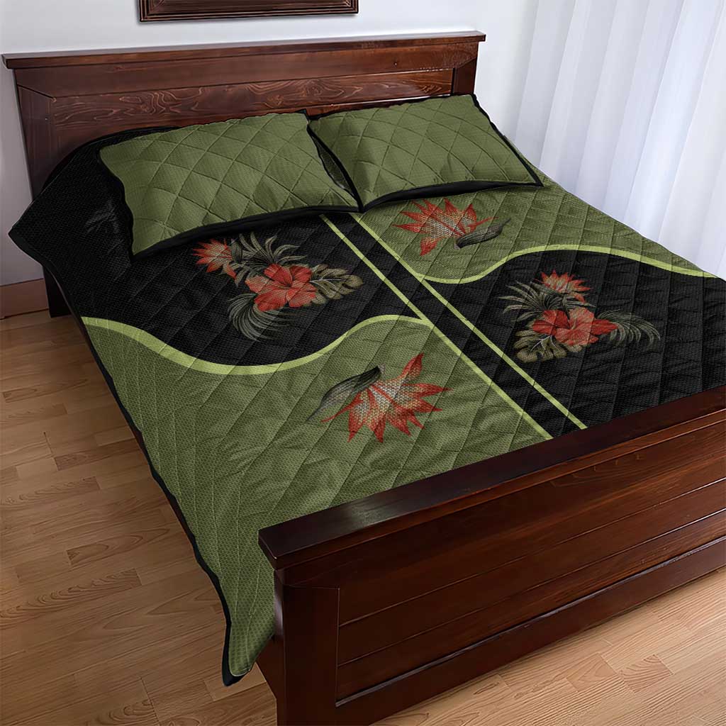 Western Yoke Quilt Bed Set Tropical Hibiscus Cowboy Style - Wonder Print Shop