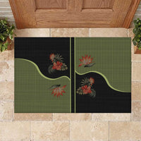 Western Yoke Rubber Doormat Tropical Hibiscus Cowboy Style - Wonder Print Shop