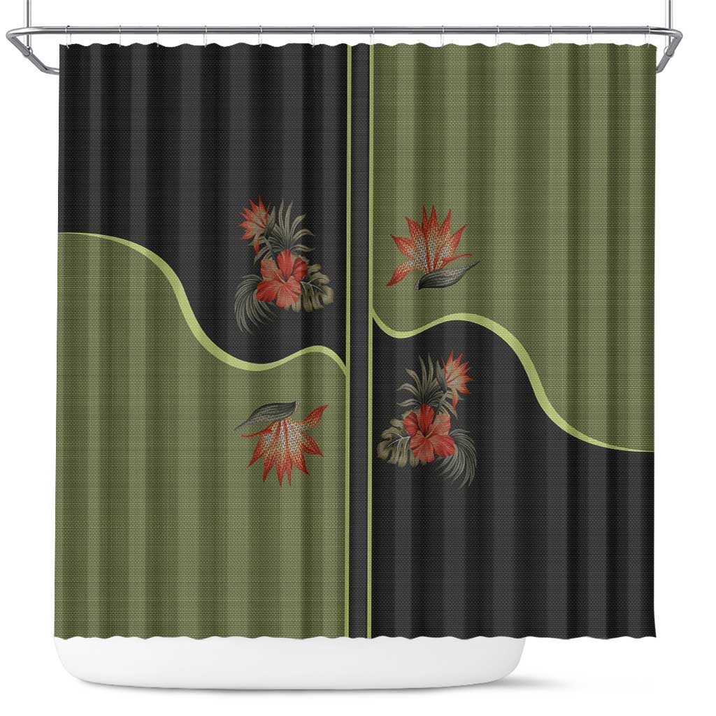 Western Yoke Shower Curtain Tropical Hibiscus Cowboy Style - Wonder Print Shop