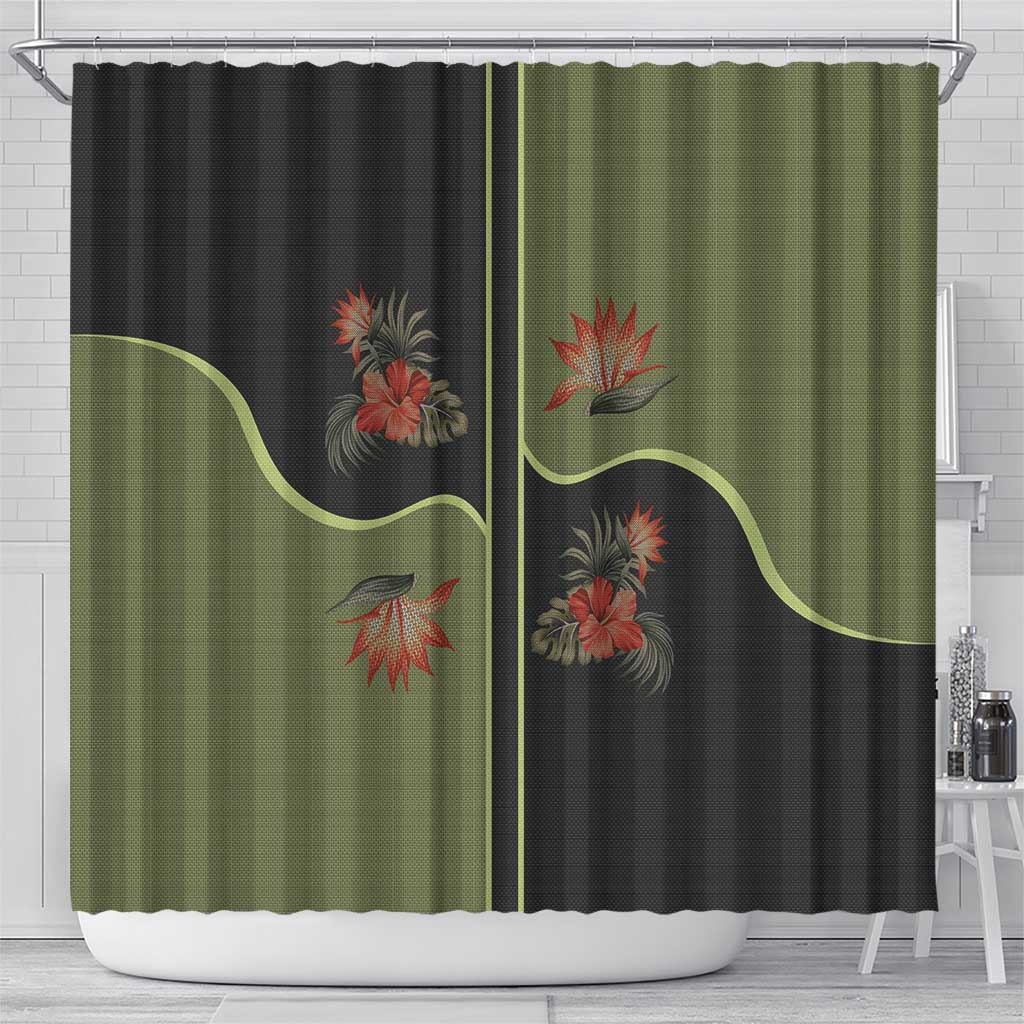 Western Yoke Shower Curtain Tropical Hibiscus Cowboy Style - Wonder Print Shop