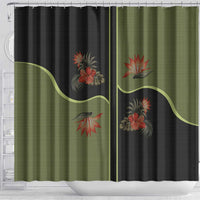 Western Yoke Shower Curtain Tropical Hibiscus Cowboy Style - Wonder Print Shop